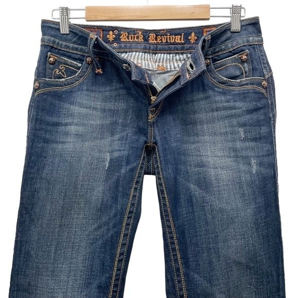 Rock Revival Jeans Chrissie Bootcut FDL Back Flap Pocket Dark Wash Denim Size 29 - Picture 6 of 14